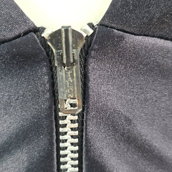 Vintage Tripp NYC Black Satin Front Zip Bondage Whimsigoth Mini Dress USA - Picture 7 of 11